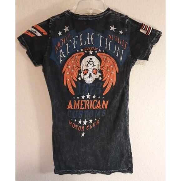 Affliction Motor Spirit American Custom Graphic Tee Shirt Y2K Wings Style Small - Picture 2 of 12